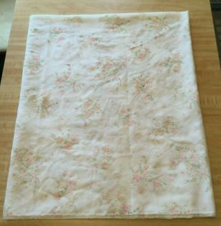 VINTAGE FLOCKED FABRIC WHITE SHEER W / PINK CREAM GREEN FLOWERS BOUQUETS 4 YDS, 11