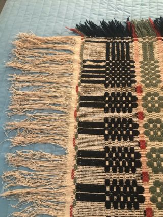1842 Hand Woven Wool Linen Overshot weave Reversible Coverlet Blanket.  2 More. 10