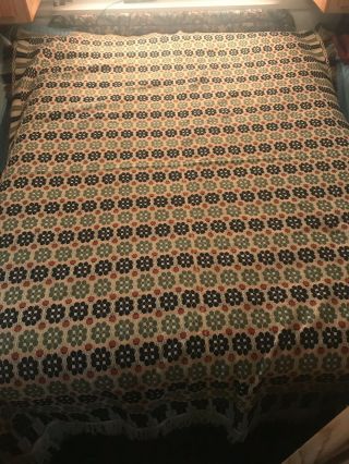 1842 Hand Woven Wool Linen Overshot weave Reversible Coverlet Blanket.  2 More. 4