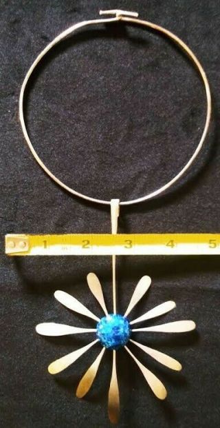 Very rare vintage one of a kind Elsa Freund silver and blue glass necklace 4