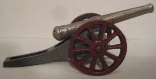 Classic Antique Cast Iron Toy Cannon 4 1/4 " Grey Iron Co W Gray Base 1920s