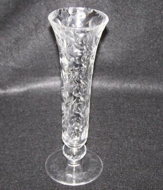 Libbey Signed Antique Cut Glass Tall Vase -