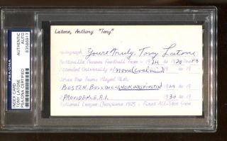 Tony Latone Signed Index Card Autographed Pottsville Maroons Nfl Rare Psa/dna