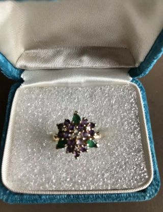 House Of Faberge Franklin “ Violets In The Snow “ Ring Sz.  8.  5 1993 Vintage 2