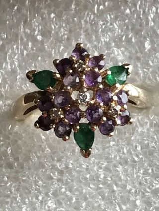 House Of Faberge Franklin “ Violets In The Snow “ Ring Sz.  8.  5 1993 Vintage 4