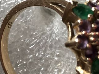 House Of Faberge Franklin “ Violets In The Snow “ Ring Sz.  8.  5 1993 Vintage 9