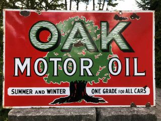 Rare Oak Motor Oil Double Sided Porcelain Sign 7