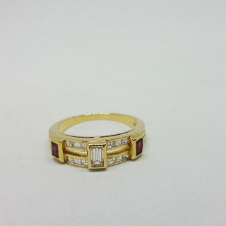 Fred Of Paris Vintage 18k Yellow Gold Ruby Diamond Ring 4.  7 G