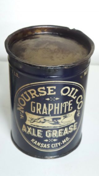 Vintage NOURSE OIL COMP.  ONE POUND AXLE GREASE Metal Gas Oil Tin ONE 4