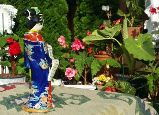 Geisha Antique Japanese Porcelain Vtg Kutani Table Lamp Scroll Art Girl Figurine