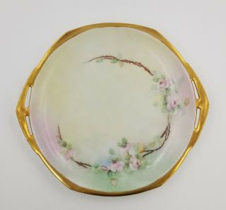 Antique Hand Painted Porcelain Plate Gold Rim M.  Z.  Austria Mark 6.  25 "