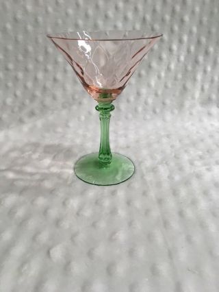 Vintage Watermelon Colored Glass Sherbert Wine Uranium