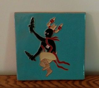 vtg McKusick ceramic tile figure of Corn Dancer.  6 