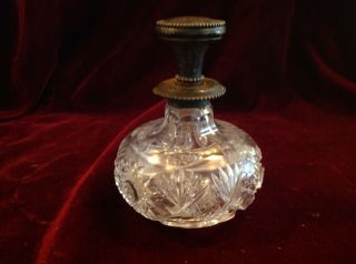 Vintage Or Antique Perfume Bottle Wheel Cut ? With Silverplate Quadruple Plate