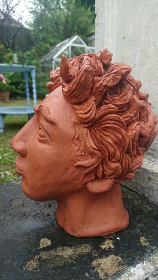Large Ancient Roman terracotta male figure head bust 26cm high 2