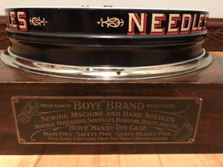 ' BOYE ' NEEDLE,  SHUTTLE,  BOBBIN Rotary Store Display Case - - - - - see photos 2
