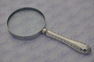 Large Beaded Pattern Silver Magnifying Glass Hallmarked Sheffield 1911