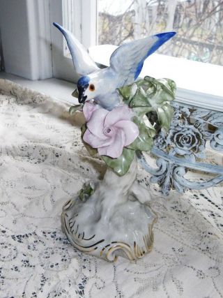 Lovely Vintage 1940 ' s Cordey Bluebird on a Branch Figurine 2