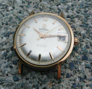 Vintage Rare Roamer Anfibiomatic Date Watch 44 Jewels Swiss Made