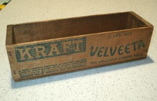 Vintage Wood Kraft Velveeta Cheese Box 2 Lb Chicago Illinois Old Antique 3x3x9