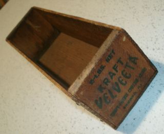Vintage Wood Kraft Velveeta Cheese Box 2 LB Chicago Illinois Old Antique 3x3x9 4