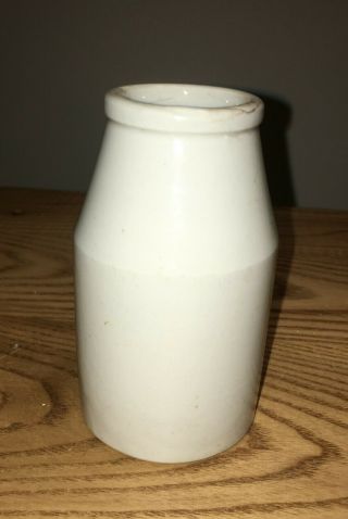 Antique Small White Ironstone Pottery Bottle Or Jar