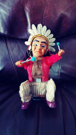 Rare,  1940 - 50s,  Made In Japan,  Battery Operated Indian Drummer