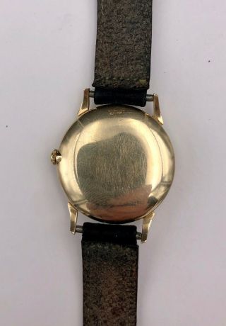 VTG Ulysse Nardin Black Dial Mens 14K Gold Chronometer Wristwatch W/Leather Band 2