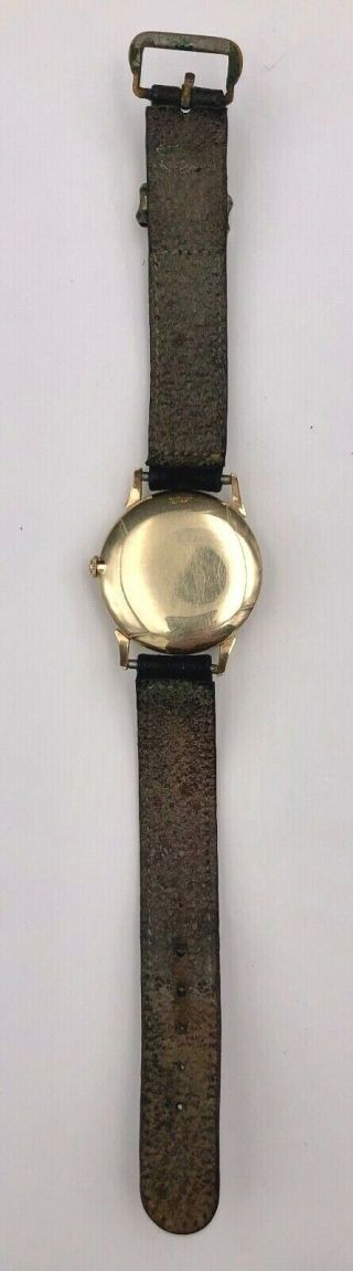 VTG Ulysse Nardin Black Dial Mens 14K Gold Chronometer Wristwatch W/Leather Band 4