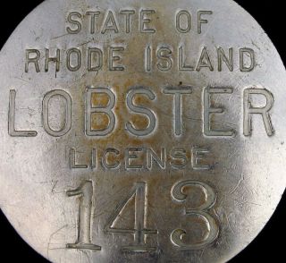 Rare Antique Rhode Island Lobster License Fishing Brass Aa White Co Inc Prov Ri