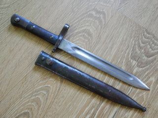 Turkish Model 1935 Bayonet & Scabbard Modified For M1 Garand Rifle