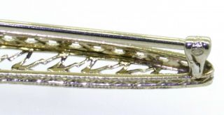 Antique Platinum/14K gold 1CT Burma No Heat sapphire/pearl filigree bar brooch 5