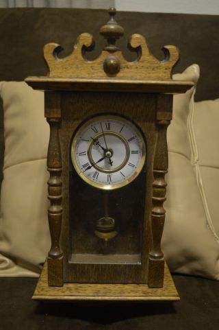 Antique Looking Mahogany Hanging Wall Clock,  Battery Powered,  17 " Overall Height