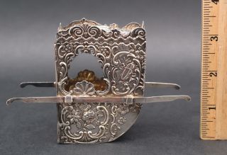 Antique Miniature German Sterling Silver Floral Repousse Figural Sedan Chair Box