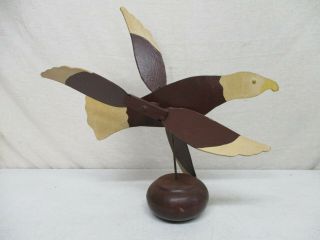 Vintage Folk Art Carved Wood Eagle Bird Weather Vane Wind Mill 20 " Wing 13 Bk Ht