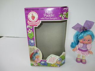 Vintage Strawberry Shortcake Plum Puddin Berrykin Doll,  Bow and Box 3