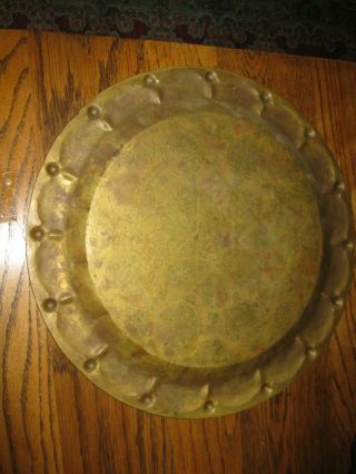 Antique Middle Eastern Islamic Turkish Brass Hammered Wall Tray Star Design 5