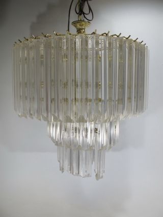 Vintage American lucite oval chandelier D8649 2