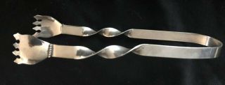 Stunning Large 6.  75 " Vtg Sterling Silver 925 Ice Serving Tongs By Aucello Rare