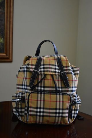 100 Authentic Women Burberry Medium Ruck Sack Vintage Check Backpack/bag