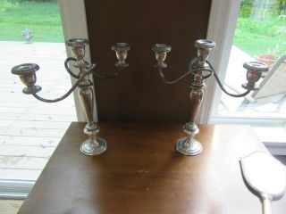 2 - La Pierre Weighted Sterling Silver 3 Candle Holder 14 " Candelbras 5.  2 Lbs