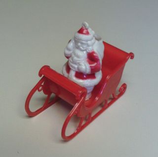 Vintage plastic SANTA and SLEIGH lollipop holder Candy Container plus DEER 2