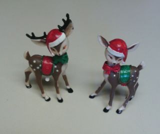 Vintage plastic SANTA and SLEIGH lollipop holder Candy Container plus DEER 4