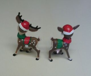 Vintage plastic SANTA and SLEIGH lollipop holder Candy Container plus DEER 5