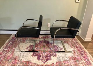 MCM Mies Van Der Rohe BRNO Style Cantilever Flat Bar Chrome Chairs 3