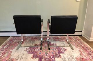 MCM Mies Van Der Rohe BRNO Style Cantilever Flat Bar Chrome Chairs 5