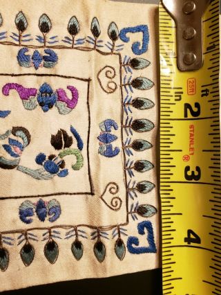 Antique Qing Dynasty Chinese Silk Embroidered Panel Sleeve Cuff Bat Butterfly 2