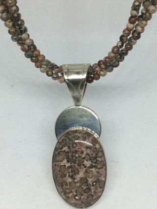 Jay King Dtr Four Strand Agate Seed Bead Sterling Silver Necklace 2 Sided 21”