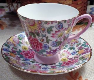 Vintage Crownford Chintz Tea Cup And Saucer - Fine Bone China - England