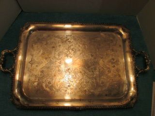Silver Serving Tray Chelteham & Co.  Ltd Silver On Copper Large Serving Tray